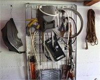 CONTENTS ON WALL UNIT, WELDING HELMET,