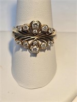 14k Gold Diamond 2 Ring Set , sz. 9 1/2, 5 grams