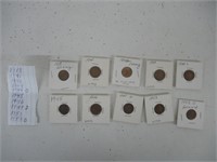 10 U.S. ONE CENT WHEAT PENNIES-1918-1953 D