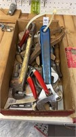 Box Lot of Pliers Wrenches and More