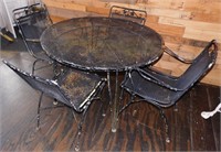 Mid Century Mesh Iron Patio Table & Chairs