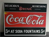 16.25 x 12 in metal Coca-Cola soda fountain sign