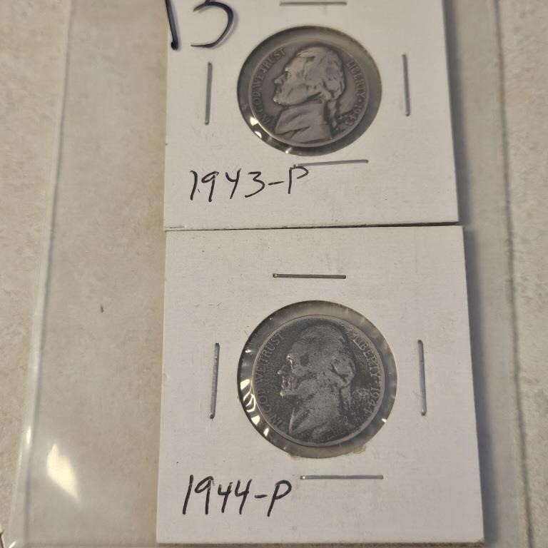 1943  & 44 Silver War Nickels