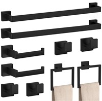10-Pieces Matte Black Bathroom Accessories Set,