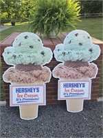 2 VTG 46" TALL HERSHEYS ICE CREAM SIGNS-THEY ARE