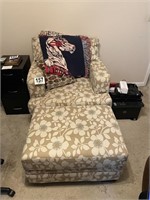 Decorative Chair and Ottoman, Pillow, and Horse