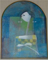 Bernard Sejourne, Oil on Panel Abstract Figure