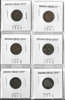 LOT OF 6 INDIAN HEAD CENTS