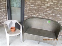 Wicker outdoor seatee- chair-planter lot