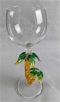 Hand-blown Wine Glass With Palm Tree Stem