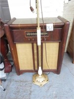 Vintage Floor Lamp & Philco Floor Model Radio