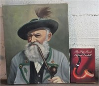 OIL ON CANVAS MAN W/PIPE & THE PIPE BOOK
