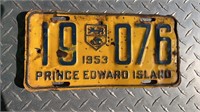 1953 PRINCE EDWARD ISLAND LICENCE PLATE