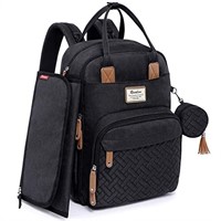 WF5424  Ruvalino Diaper Bag Backpack, Black, Large