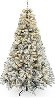 (used)Okicoler 6.5' Pre-Lit Snow Flocked XMas Tree