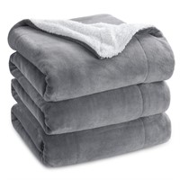 Bedsure Grey Sherpa Fleece Blanket Queen Size...