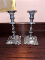 C. 1848 Pair Elkington & Co Silverplate Candle