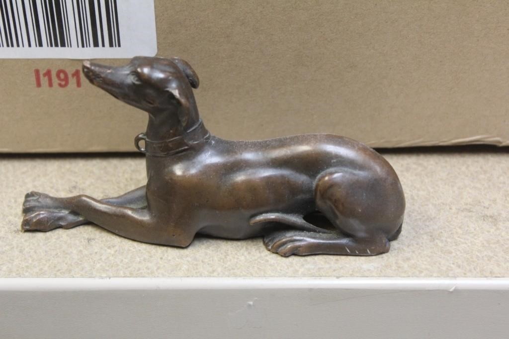 Signed Antique Bronze Dog