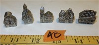 Miniature Pewter Village Pieces