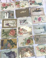 used vintage floral themed postcards