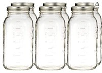 Set of 6, 64Oz Ball Mason Jars Wide Mouth