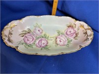 Celery Dish Antique Hand Painted 12"