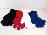 Four pair of knit gloves