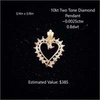 10kt Diamond Pendant, ~0.0025ctw, 0.8dwt