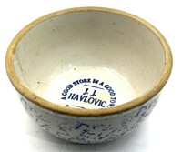 Vtg.  J.J. Halovic Store Advertisement Crock Bowl