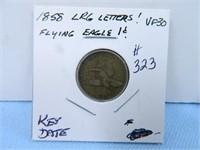 1858 Flying Eagle Type Cent, Large Letters, VF-30,