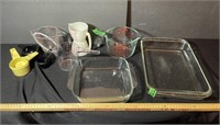 Casserole dishes and measuring cups