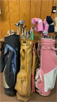 3 Sets of Golf Clubs with Bags