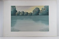 Signed Print on Board of a Lake