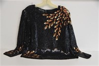 Royal Feelings Sequined Silk Blouse Size L