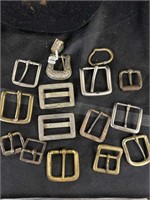 Boxed lot of 15 various antique belt buckles