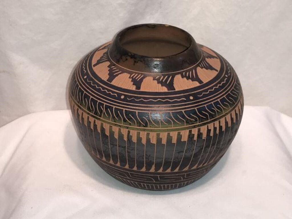 Collectible Navajo Hand-Painted Small Clay Pot