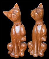 Hand Carved Cat Figures