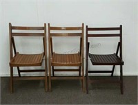 2 Vintage Oak and 1 Pine Folding Chair