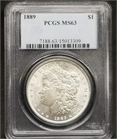 1889-P US Morgan Silver Dollar PCGS MS63 Slab