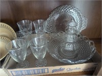 Tray lot vintage glassware water glasses server et