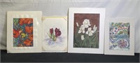 4 Floral Art Pieces