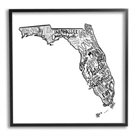 P660  Florida Typography Black Framed Art Print