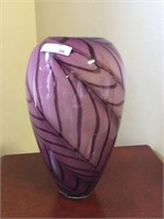 Hand blown art glass purple vase 11.5"hx6"