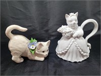 Ceramic Cat Chip Ear & Porcelain Tea Pot
