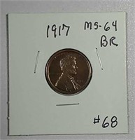 1917  Lincoln Cent   MS-64 BR