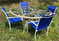 Outdoor Metal Glass Top Patio Table & Chairs