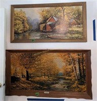 2 Large Art Prints. Robert Wood Mill On River,
