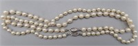 Pair of Pearl Strand Necklaces Sterling Clasps