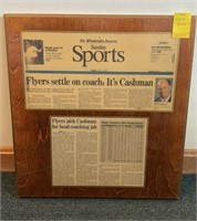 Wood Plaque Philadelphia Inquirer Sports Coach