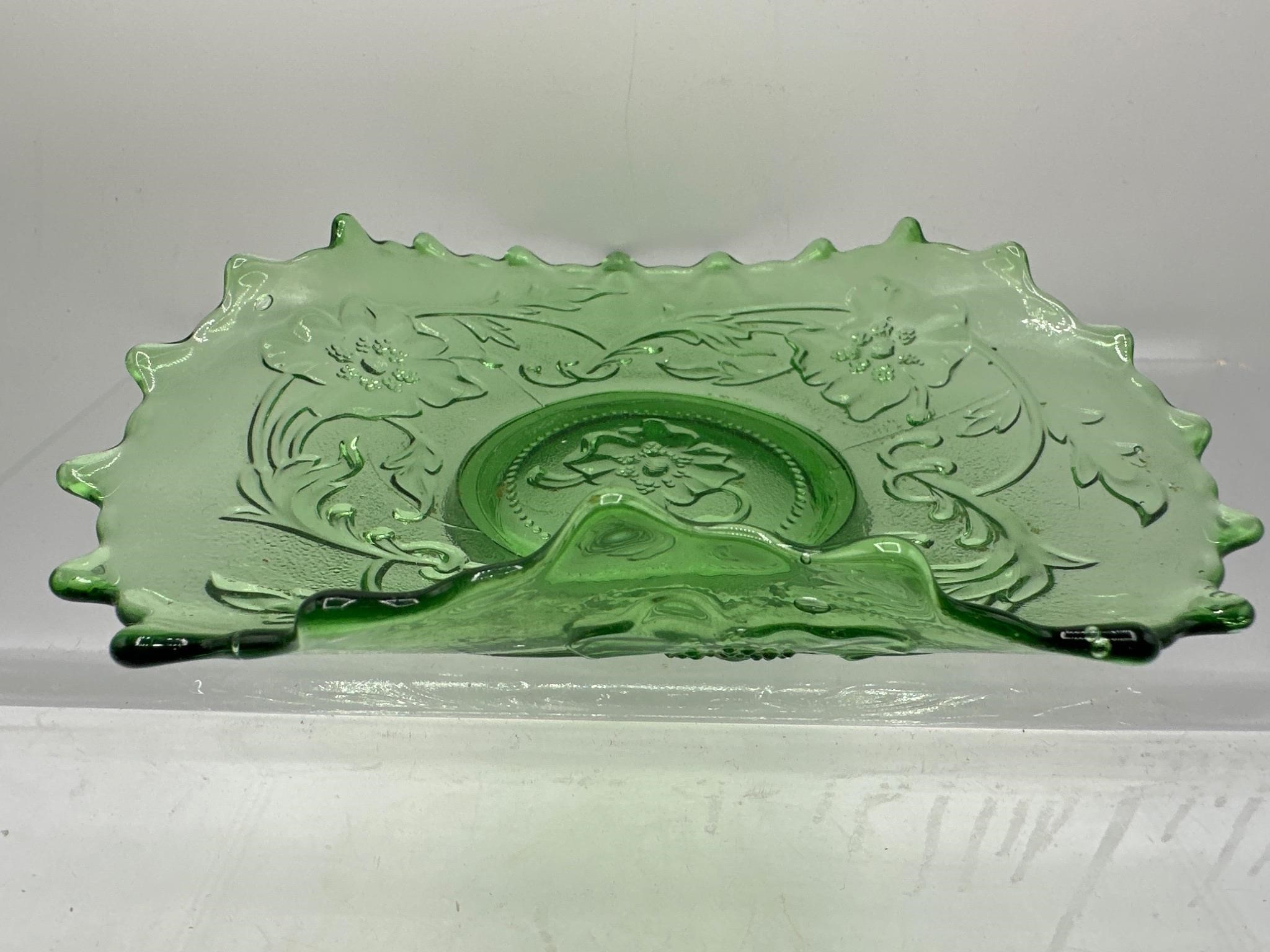 Vintage green glass dish